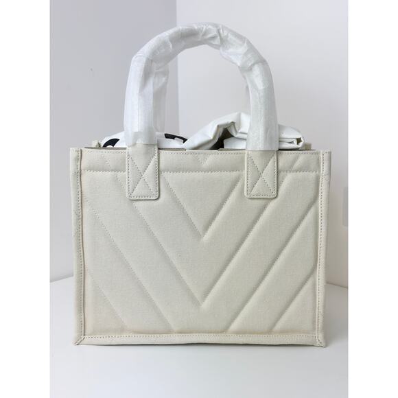Sandro Kasbah Quilted Canvas Tote Bag Beige Cream Ecru Logo Minimalist $320 NWT - Picture 13 of 13
